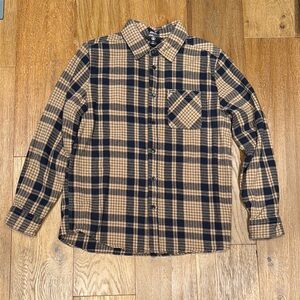 Volcom Plaid Button-Up Shirt - Brown and Navy Blue